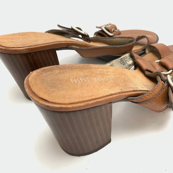 Nine West TEWELS Brown Heels Sandals Leather sz 11 - Picture 3 of 16